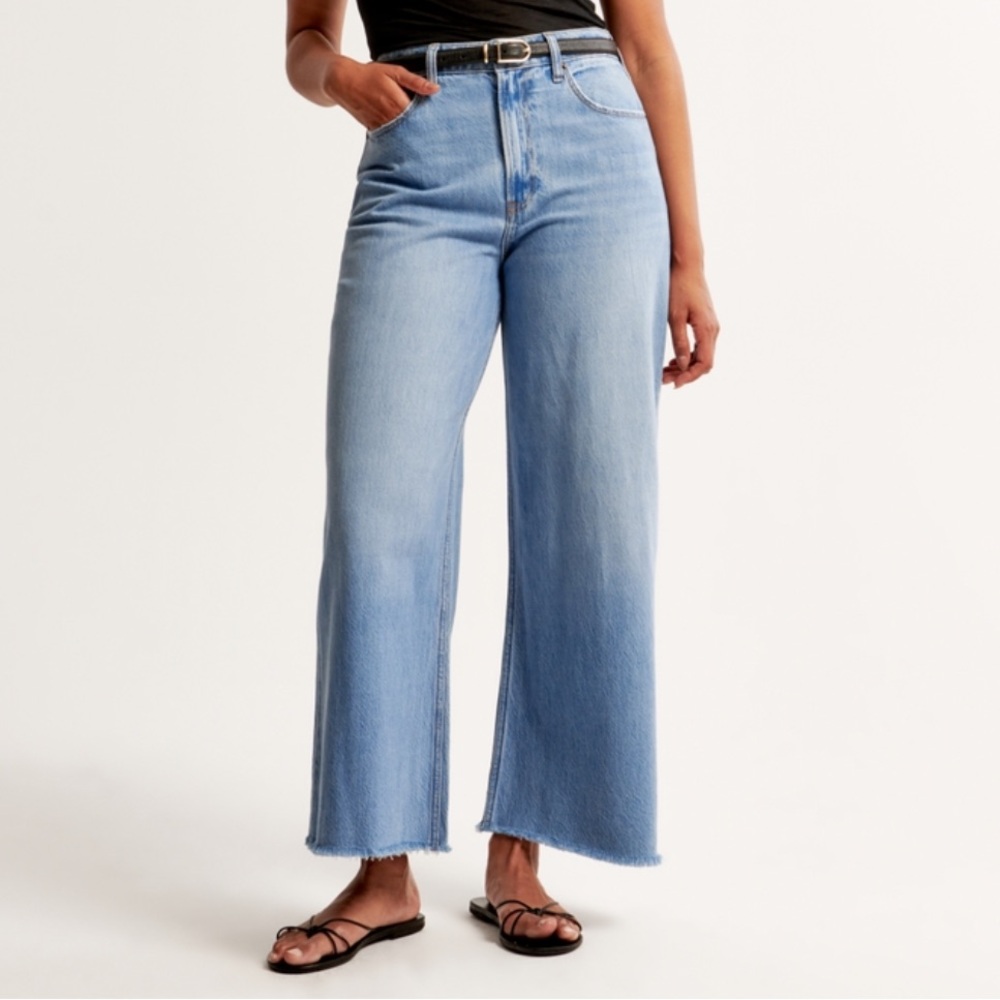 Abercrombie High Rise Cropped Wide Leg Jean - Curve Love Size 27